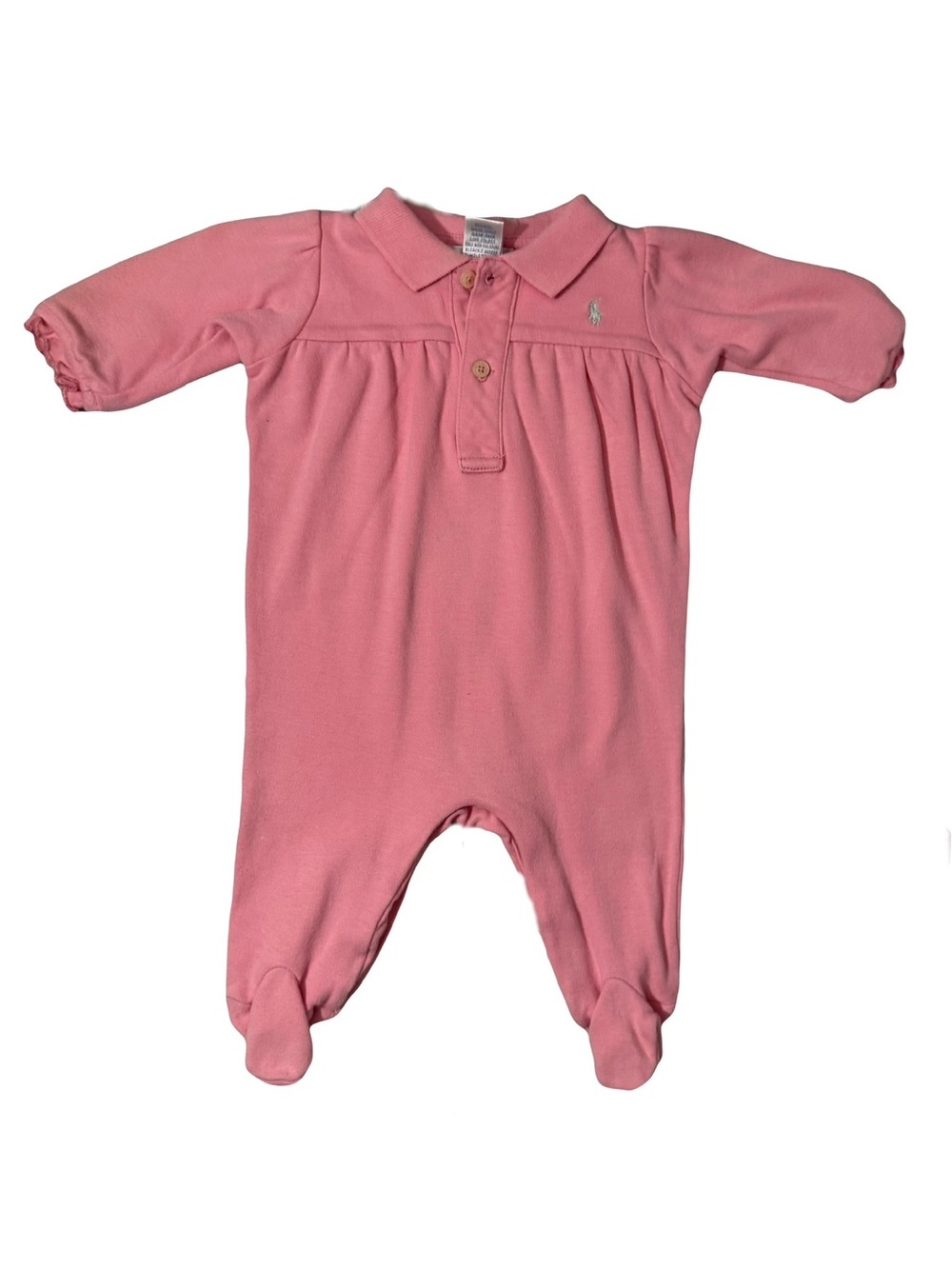 Ralph Lauren Baby Pink Polo Footed One-Piece